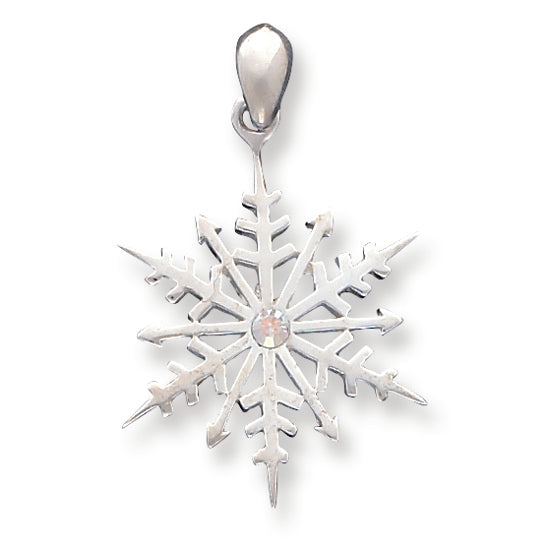 Sterling Silver Snowflake with Crystal Pendant