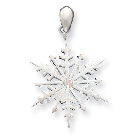 Sterling Silver Snowflake with Crystal Pendant