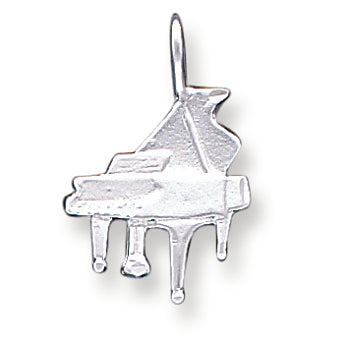 Sterling Silver Diamond Cut Grand Piano Pendant