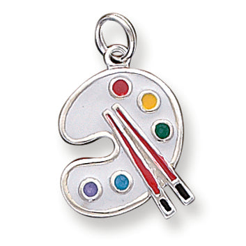 Sterling Silver Enameled Painting Palette Charm