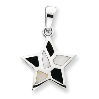 Sterling Silver Black and White Stone Star Pendant