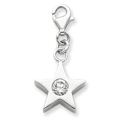 Sterling Silver April CZ Birthstone Star Charm