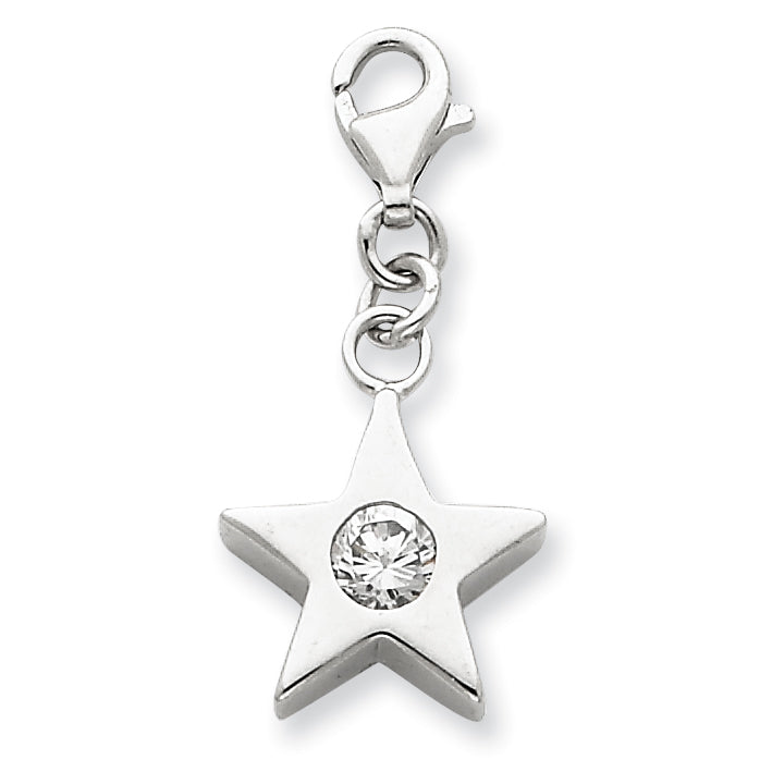 Sterling Silver April CZ Birthstone Star Charm