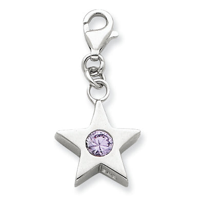Sterling Silver June CZ Birthstone Star Charm