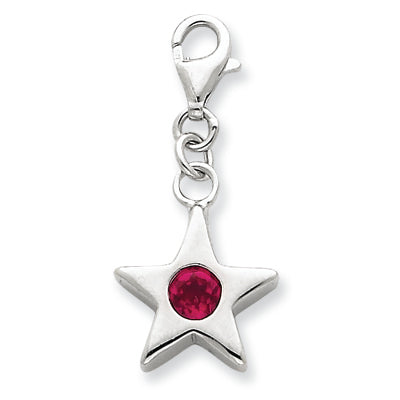 Sterling Silver July CZ Birthstone Star Charm