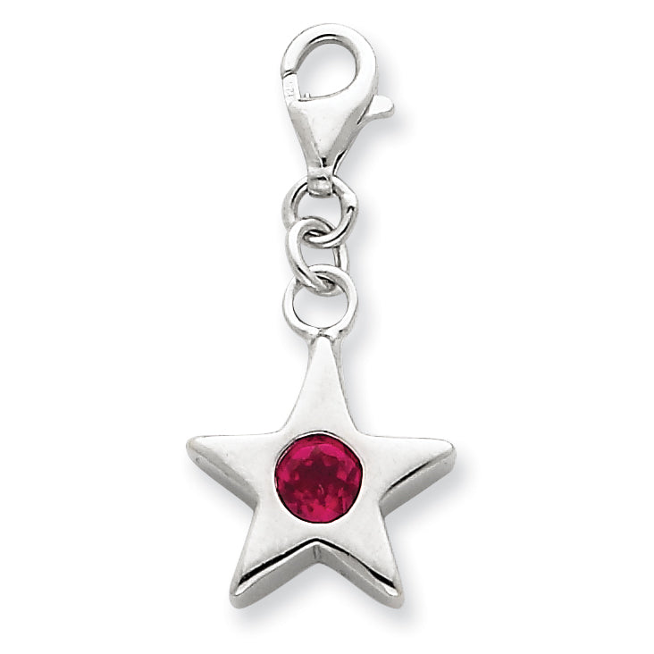 Sterling Silver July CZ Birthstone Star Charm
