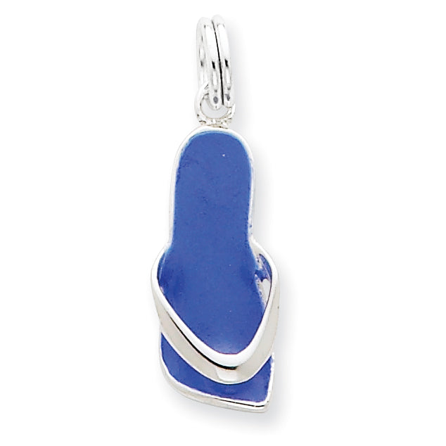 Sterling Silver Blue Enamaled Flip-Flop Charm