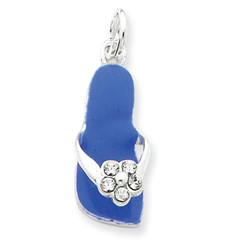 Sterling Silver Blue Enamel Flip Flop Charm