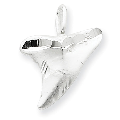 Sterling Silver Diamond Cut Shark Tooth Pendant