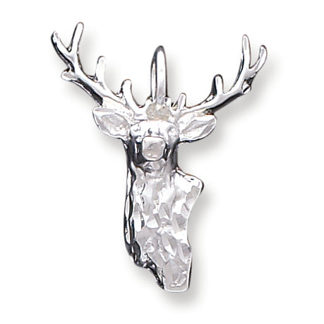 Sterling Silver Diamond Cut Bust of Buck Pendant