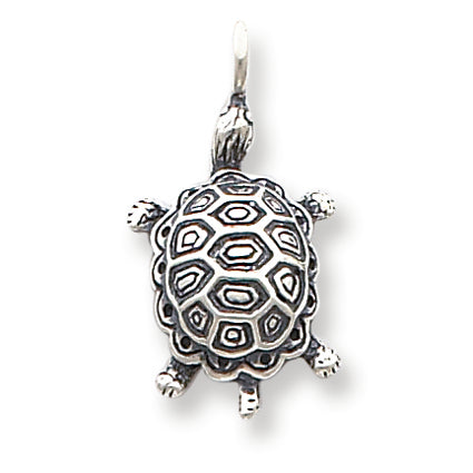 Sterling Silver Antiqued Turtle Pendant