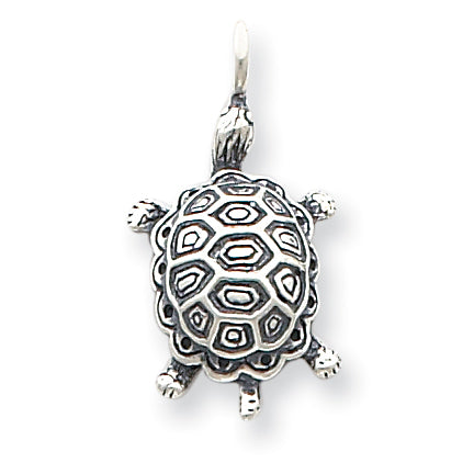 Sterling Silver Antiqued Turtle Pendant
