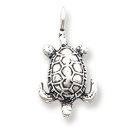 Sterling Silver Antiqued Sea Turtle Pendant
