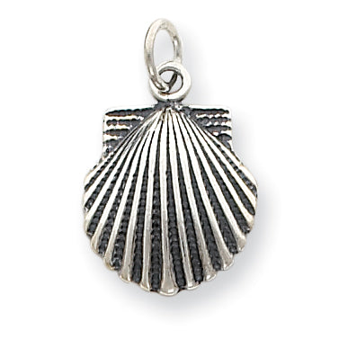 Sterling Silver Antiqued Sea Shell Charm