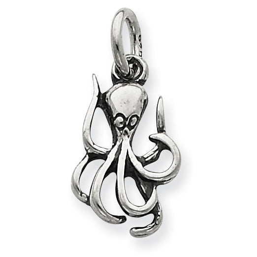Sterling Silver Antiqued Octopus Charm