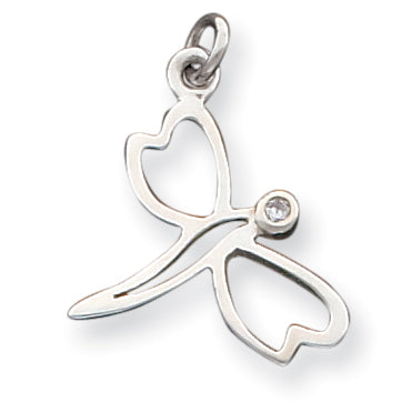 Sterling Silver CZ Dragonfly Pendant
