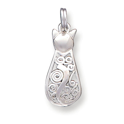 Sterling Silver Fancy Cat Charm