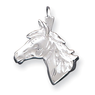 Sterling Silver Diamond Cut Horse Head Pendant