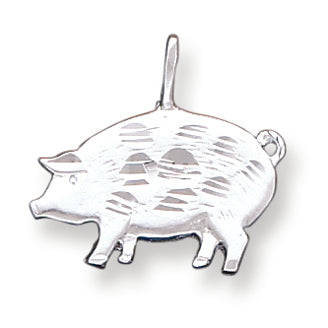Sterling Silver Diamond Cut Pig Pendant