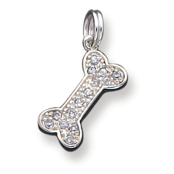 Sterling Silver CZ Dog Bone Charm