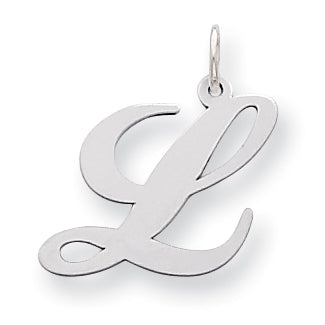 Sterling Silver Large Fancy Script Initial L Charm