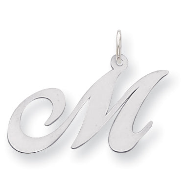 Sterling Silver Large Fancy Script Initial M Charm