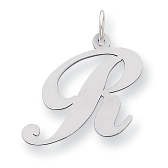 Sterling Silver Large Fancy Script Initial R Charm