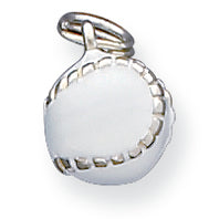 Sterling Silver 3D White Enameled Baseball Charm