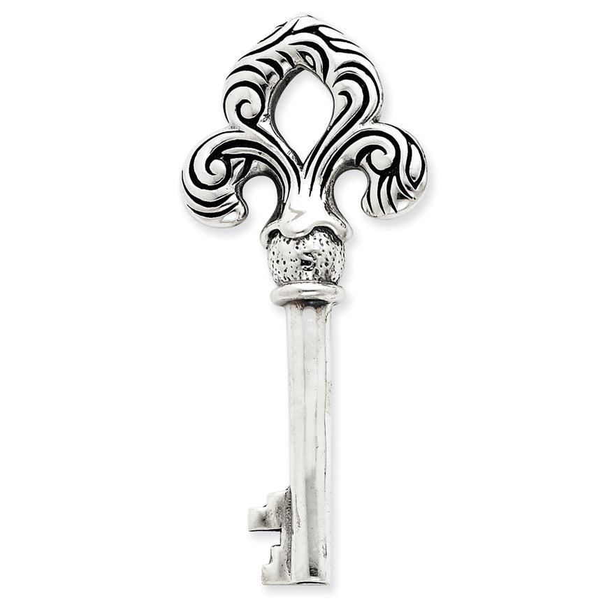 Sterling Silver Fleur de lis Key Pendant