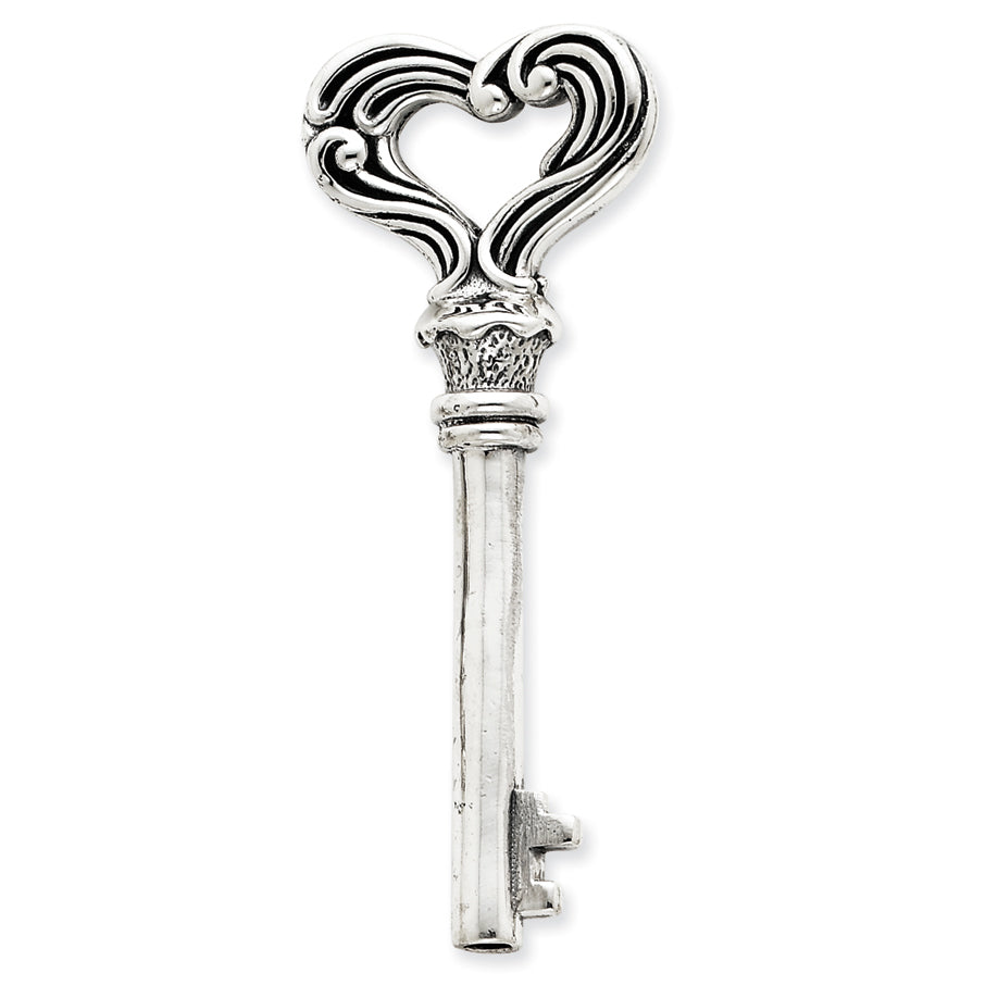 Sterling Silver Antiqued Key Pendant