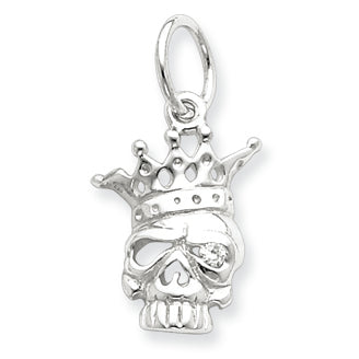Sterling Silver CZ Skull Charm
