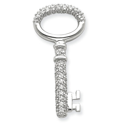Sterling Silver CZ Key Pendant