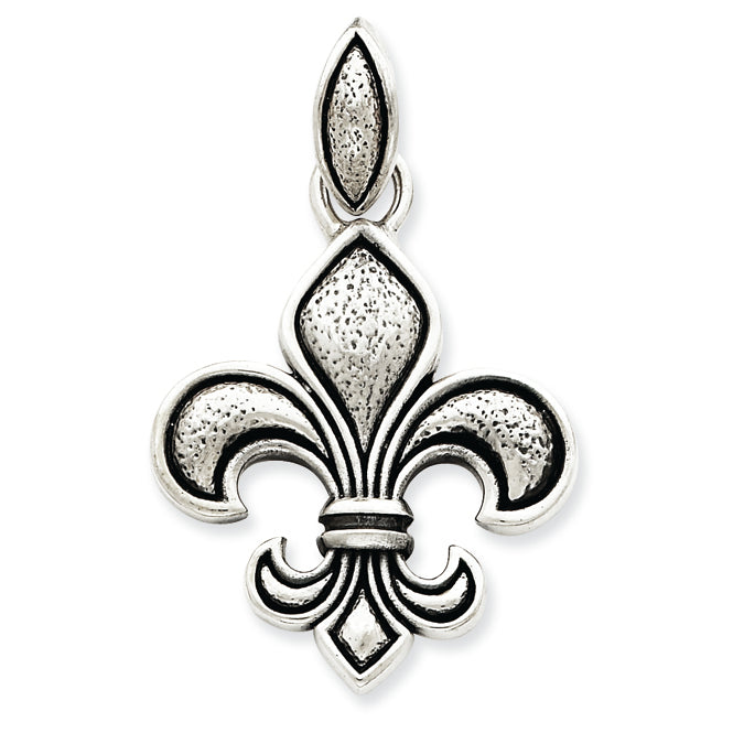 Sterling Silver Antiqued Fluer de lis Pendant
