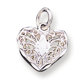 Sterling Silver Filigree Heart Charm