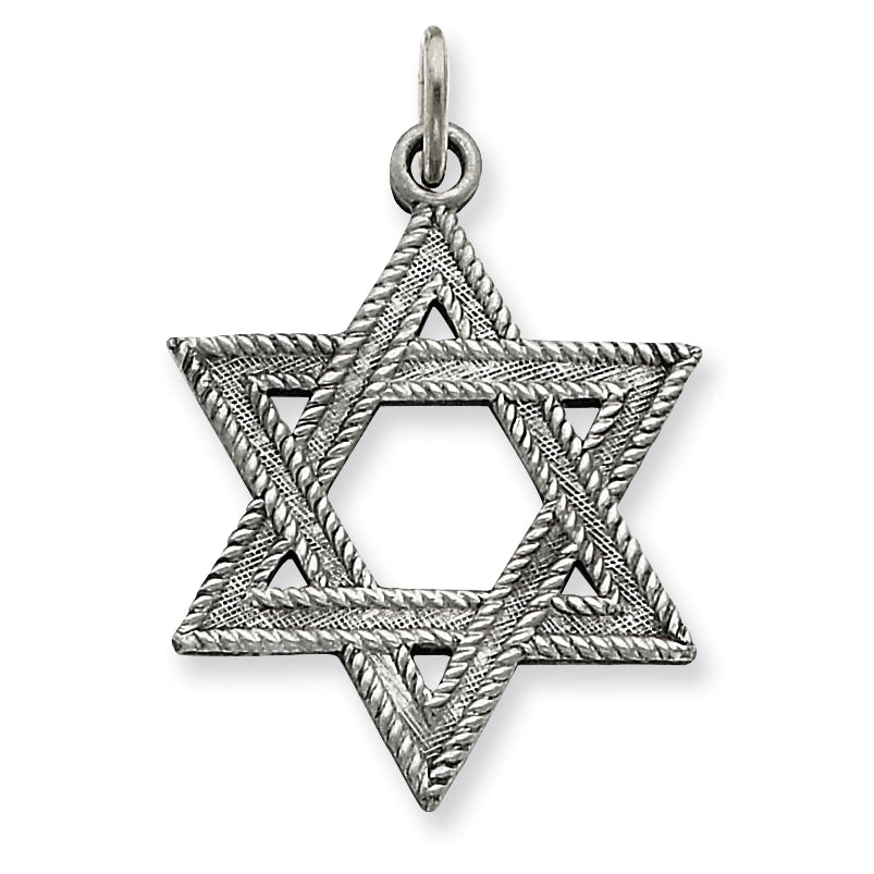 Sterling Silver Antiqued Star of David Charm