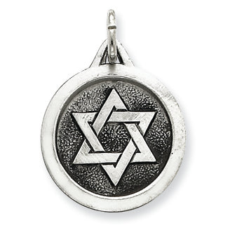 Sterling Silver Antiqued Star of David Medal