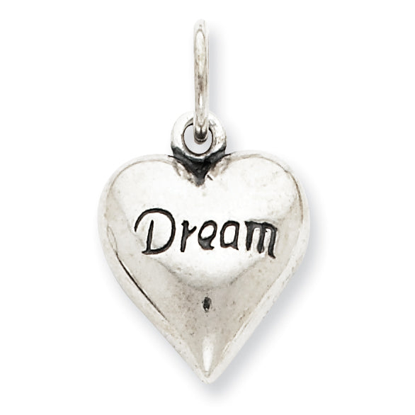 Sterling Silver Antiqued Dream Heart Pendant