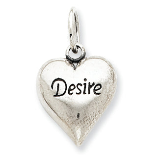 Sterling Silver Antiqued Desire Heart Pendant