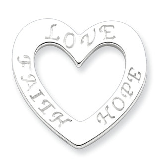 Sterling Silver Faith, Hope, and Love Heart Pendant