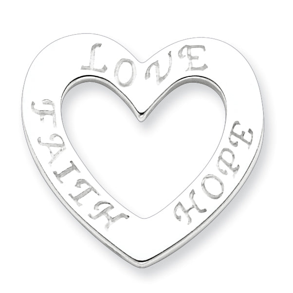 Sterling Silver Faith, Hope, and Love Heart Pendant