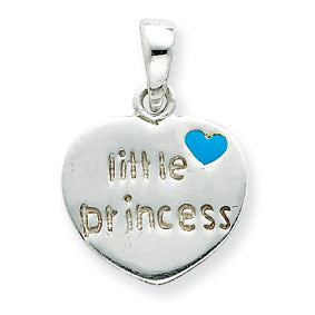Sterling Silver Enameled Little Princess Heart Pendant