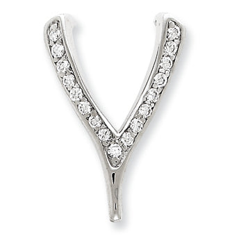 Sterling Silver CZ Wishbone Pendant