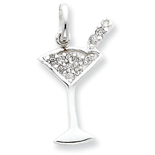Sterling Silver CZ Martini Pendant