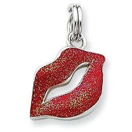 Sterling Silver Enamel Lips Charm
