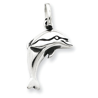 Sterling Silver Antiqued Dolphin Pendant