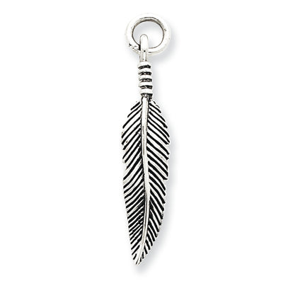 Sterling Silver Antiqued Feather Charm