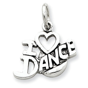 Sterling Silver Antiqued I Love Dance Charm