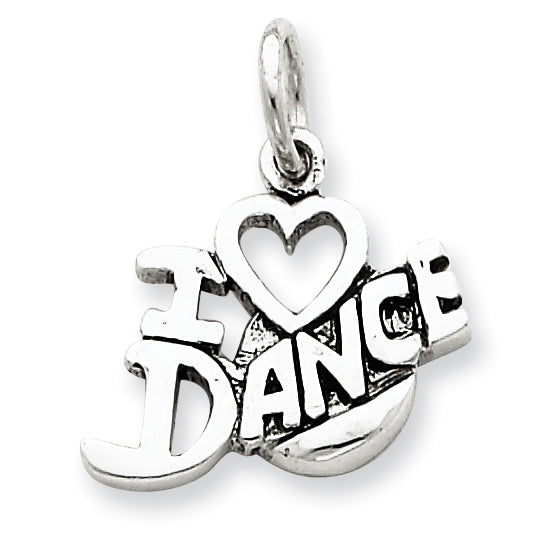Sterling Silver Antiqued I Love Dance Charm