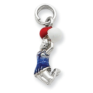 Sterling Silver Enamel Cheerleader Charm