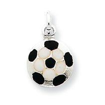 Sterling Silver Enameled Soccer Ball Charm